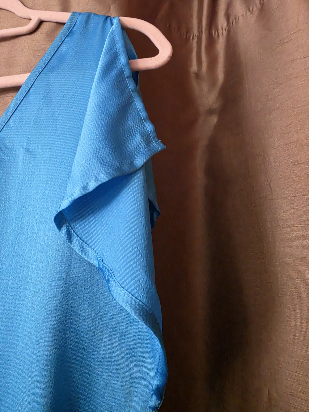 Blue One-Shoulder Ruffle Women’s Top - Picture 4 of 4